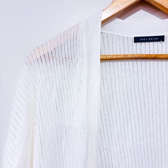 SUZY SHIER White open crochet cardigan - Picture 3 of 8